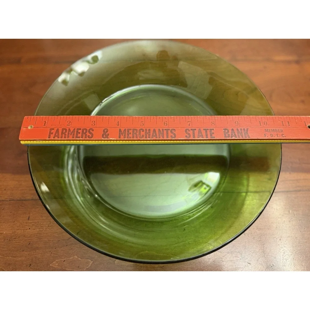 Vintage Duralex France Lys Green Glass Serving Salad Bowl Large Mid Century